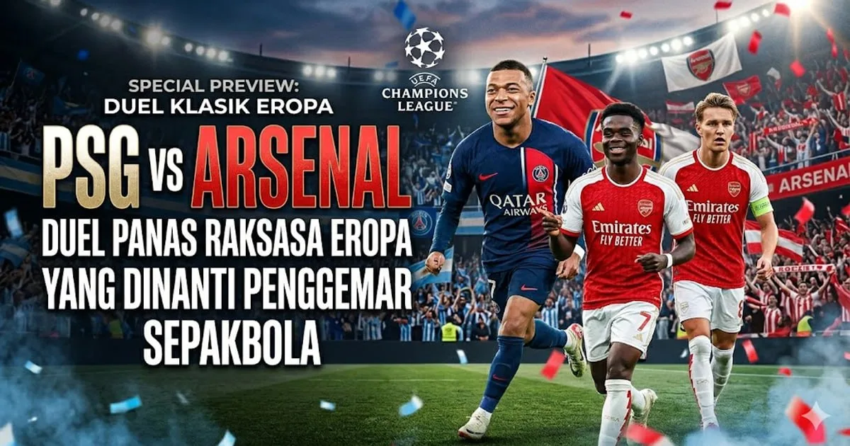 PSG vs Arsenal: Duel Panas Raksasa Eropa yang Dinanti Penggemar Sepak Bola