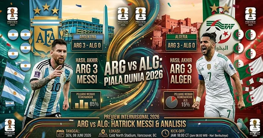 Argentina 3-0 Aljazair: Hattrick Messi Antar Albiceleste Raih Kemenangan Meyakinkan