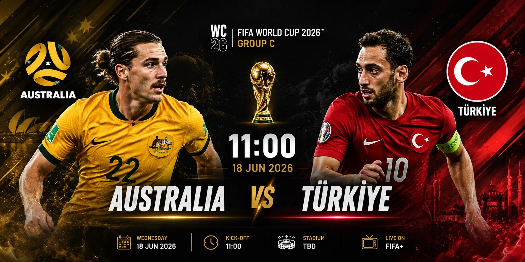 Australia vs Turki 14 Juni 2026: Prediksi Skor, Head to Head, Susunan Pemain dan Analisis Lengkap Piala Dunia 2026 Grup D