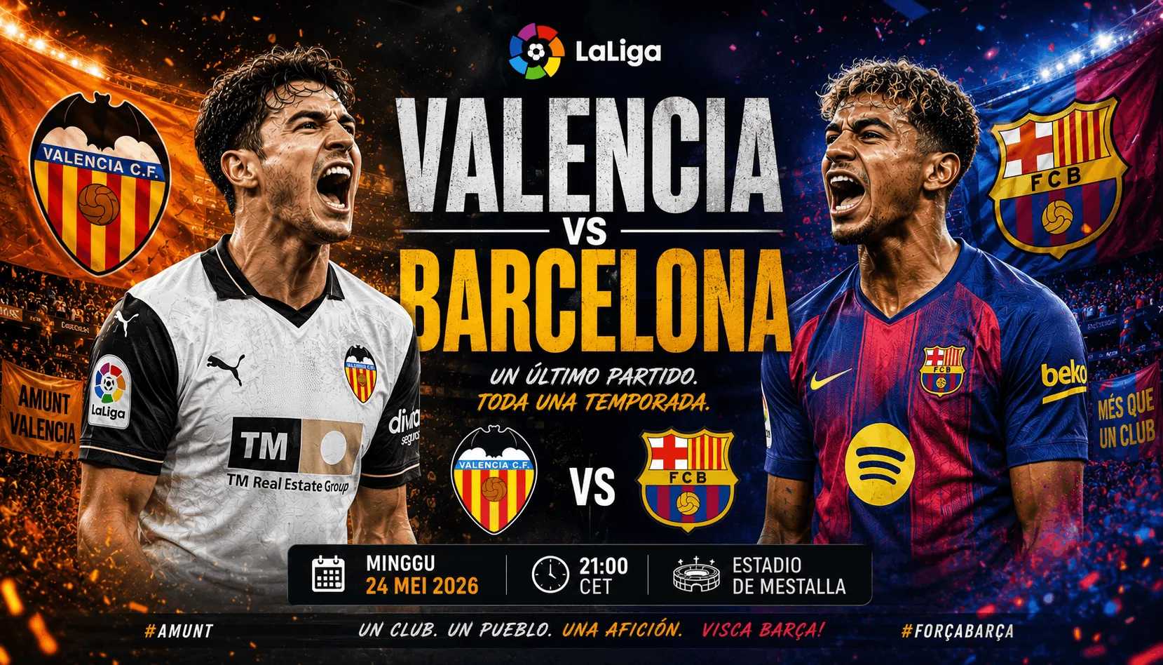 Valencia vs Barcelona 24 Mei 2026: Duel Penutup Musim La Liga yang Sarat Gengsi