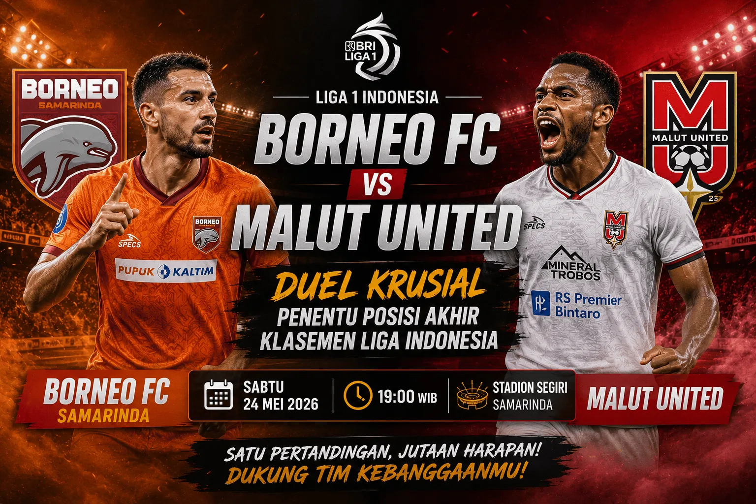 Borneo FC vs Malut United: Duel Krusial Penentu Posisi Akhir Klasemen Liga Indonesia