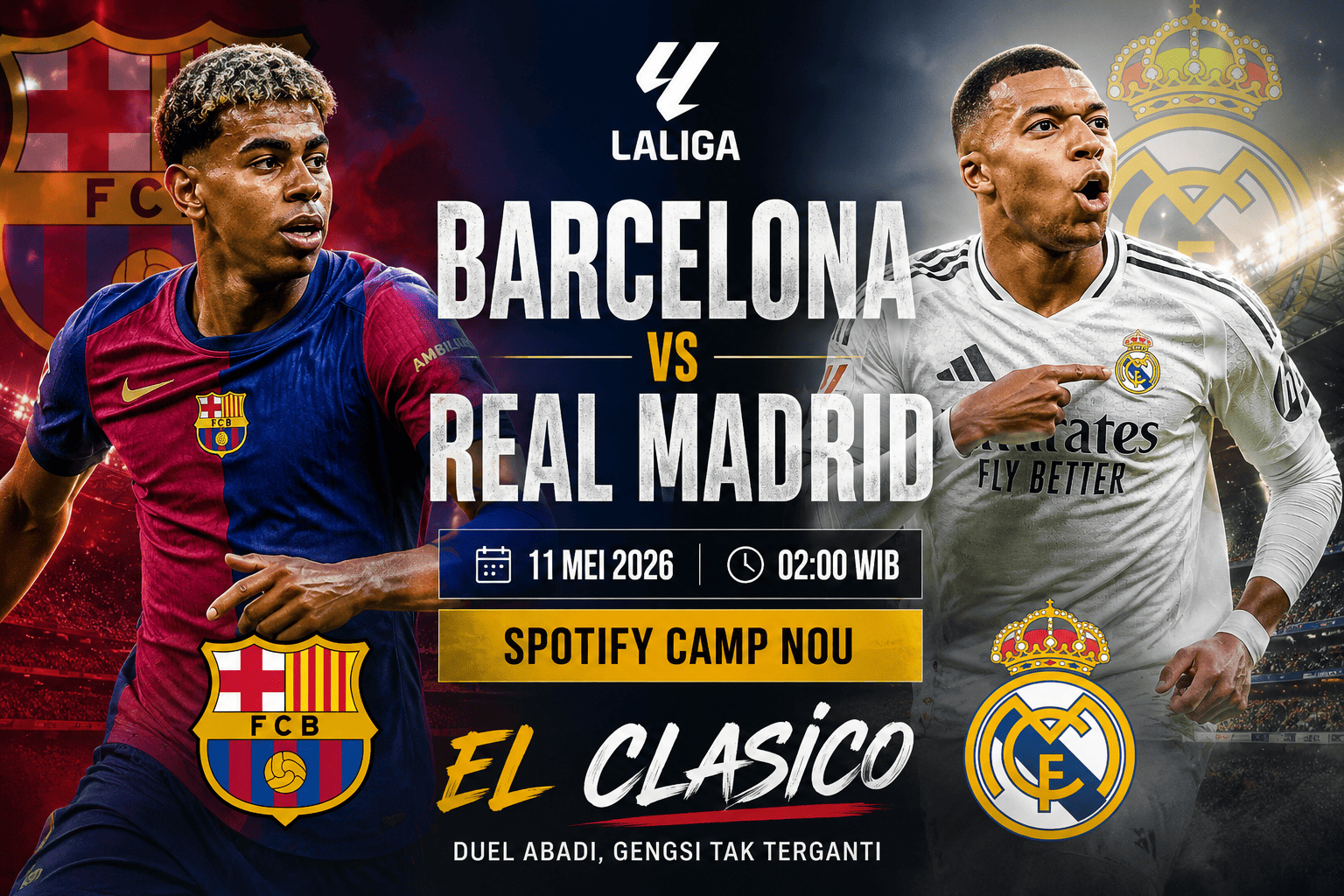 Barcelona vs Real Madrid 11 Mei 2026: Jadwal El Clasico, Prediksi dan Preview LaLiga