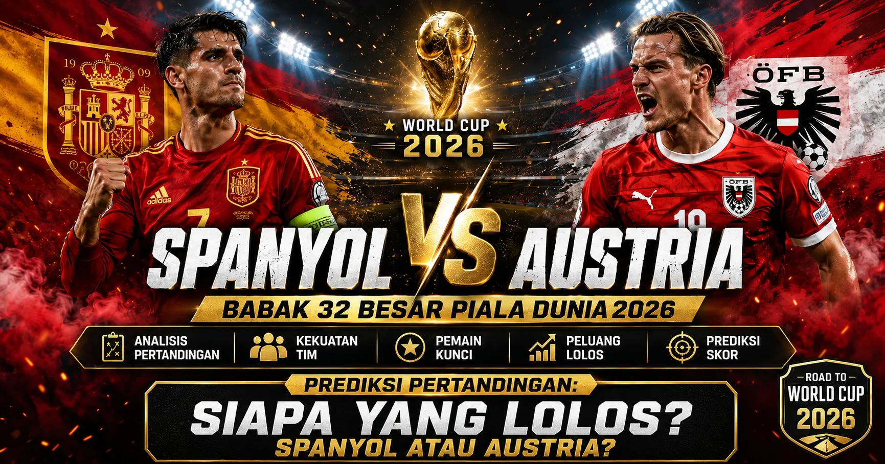 Prediksi Piala Dunia 2026: Spanyol vs Austria 3 Juli 2026, La Roja Diunggulkan Tapi Wajib Waspada