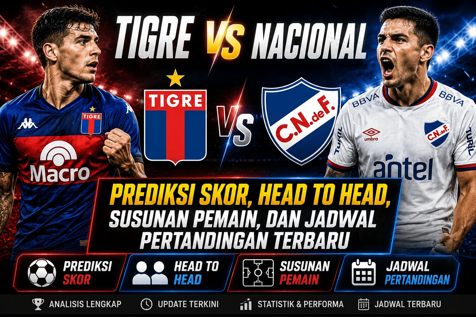 Tigre vs Nacional: Prediksi Skor, Head to Head, Susunan Pemain, dan Jadwal Pertandingan Terbaru