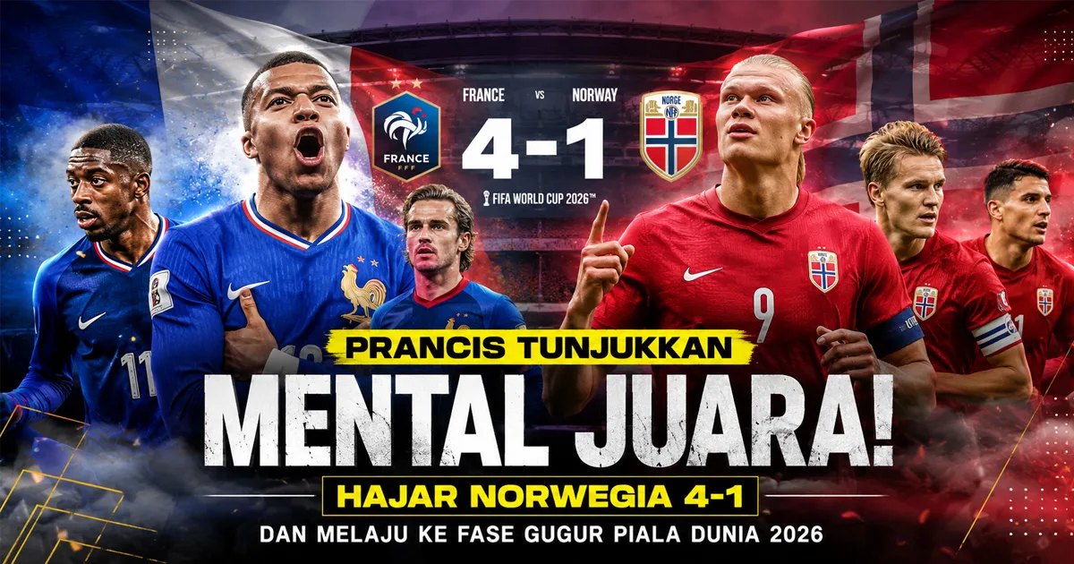 Prancis Tunjukkan Mental Juara! Hajar Norwegia 4-1 dan Melaju ke Fase Gugur Piala Dunia 2026