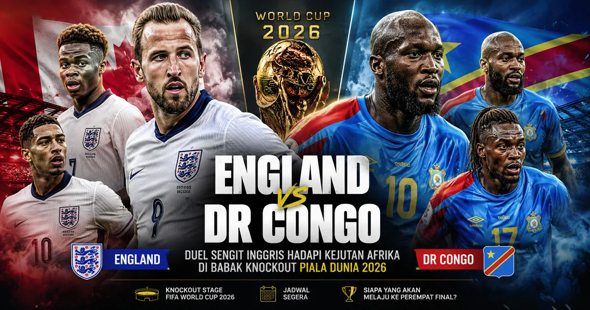 England vs DR Congo: Duel Sengit Inggris Hadapi Kejutan Afrika di Babak Knockout Piala Dunia 2026