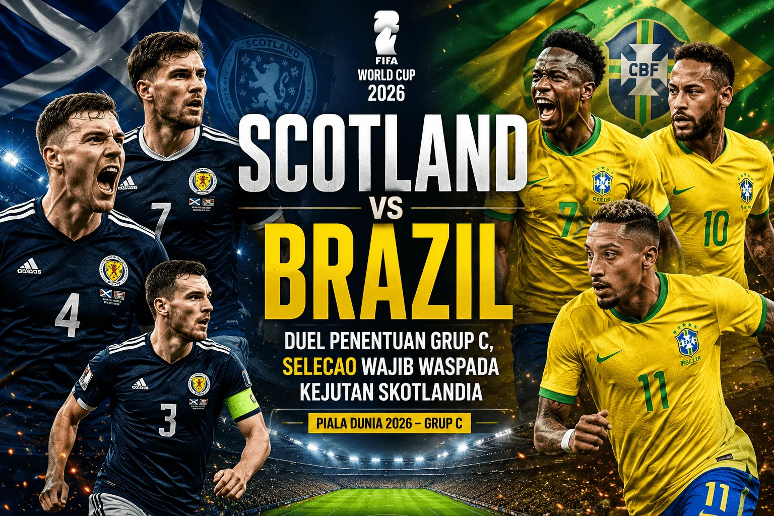 Scotland vs Brazil: Duel Penentuan Grup C, Selecao Wajib Waspada Kejutan Skotlandia