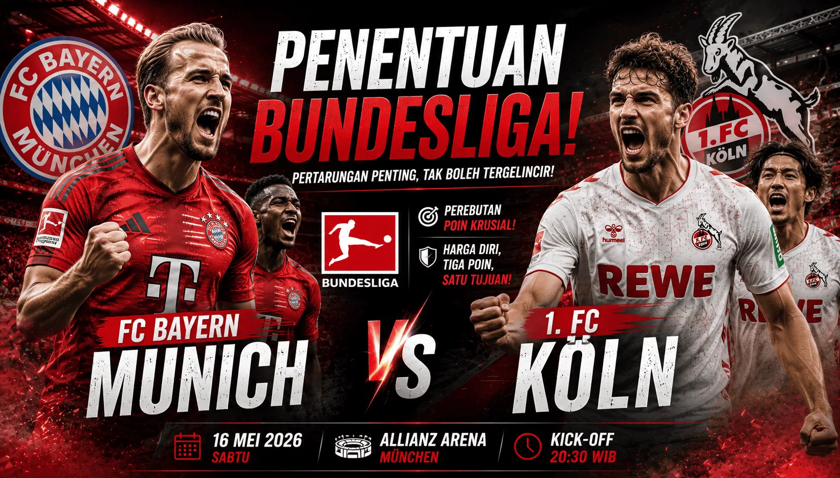 Penentuan Bundesliga! FC Bayern Munich Hadapi 1. FC Köln dalam Laga Krusial 16 Mei 2026