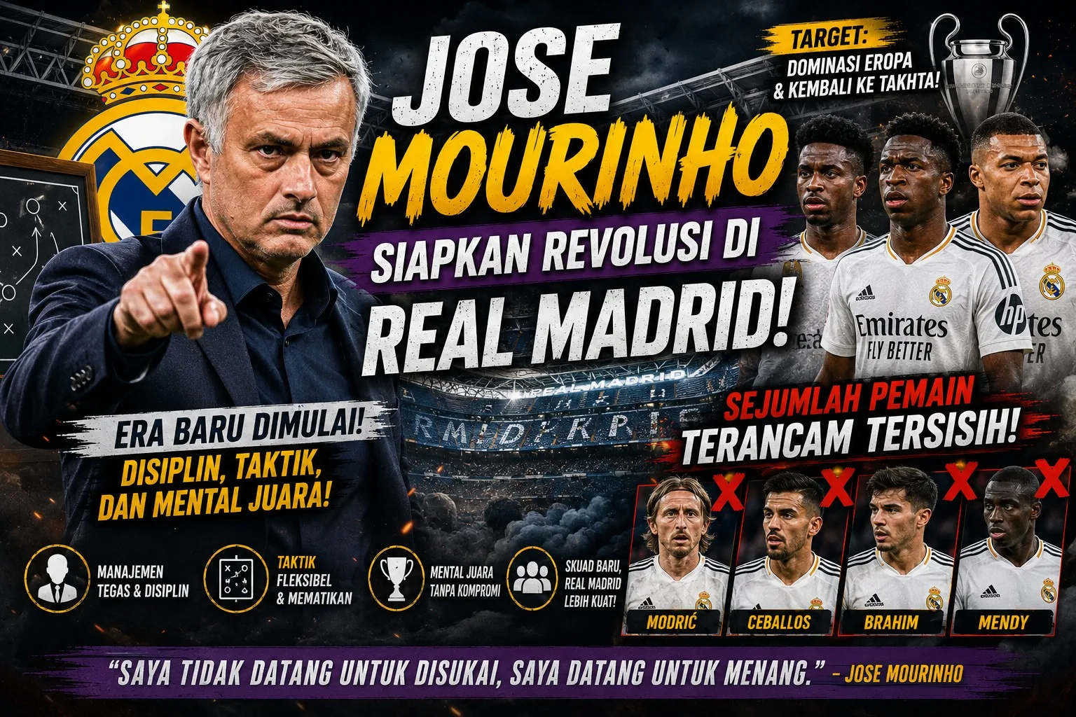 Jose Mourinho Siapkan Revolusi di Real Madrid, Sejumlah Pemain Terancam Tersisih