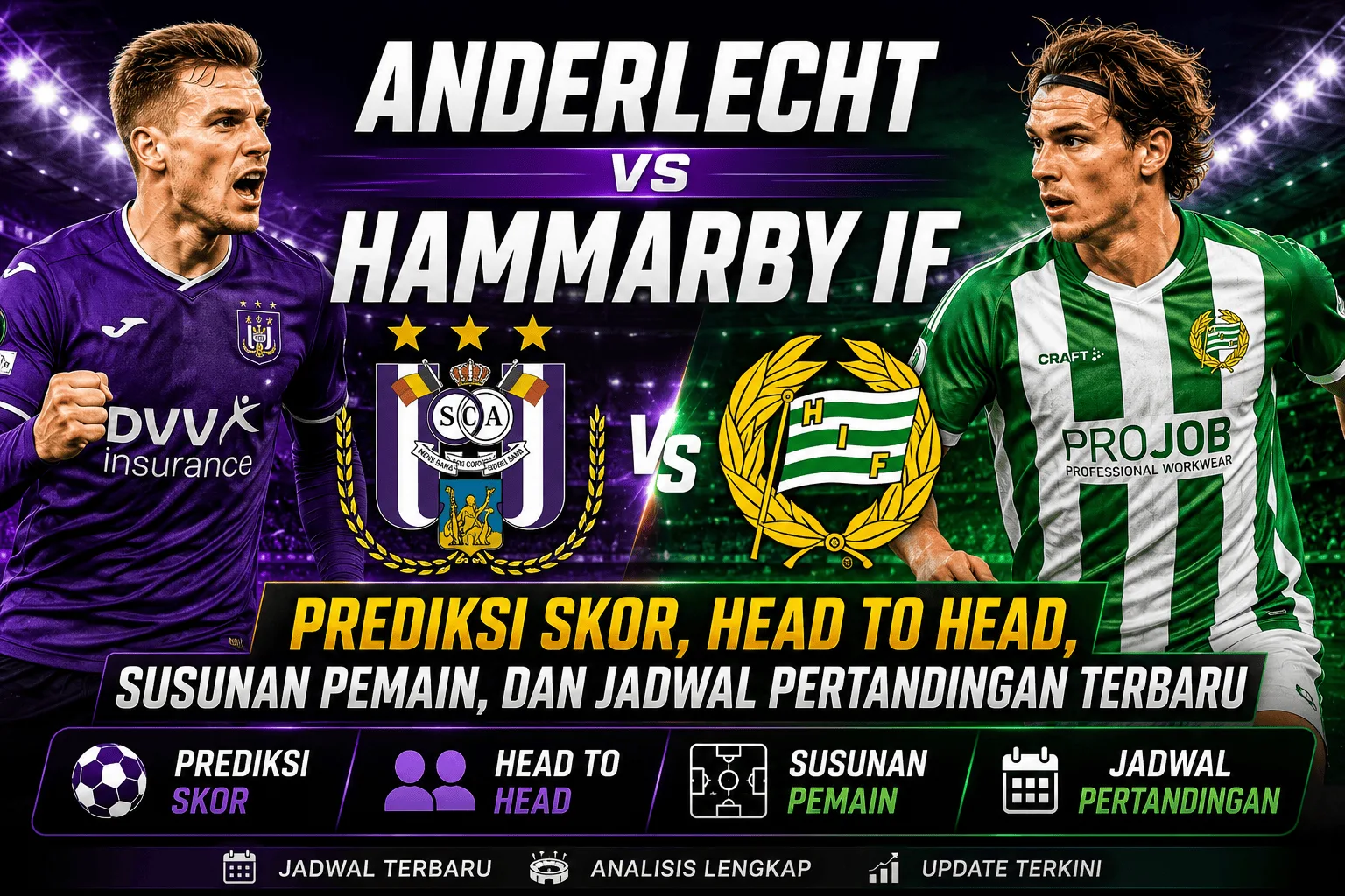 Anderlecht vs Hammarby IF: Prediksi Skor, Head to Head, Susunan Pemain, dan Jadwal Pertandingan Terbaru