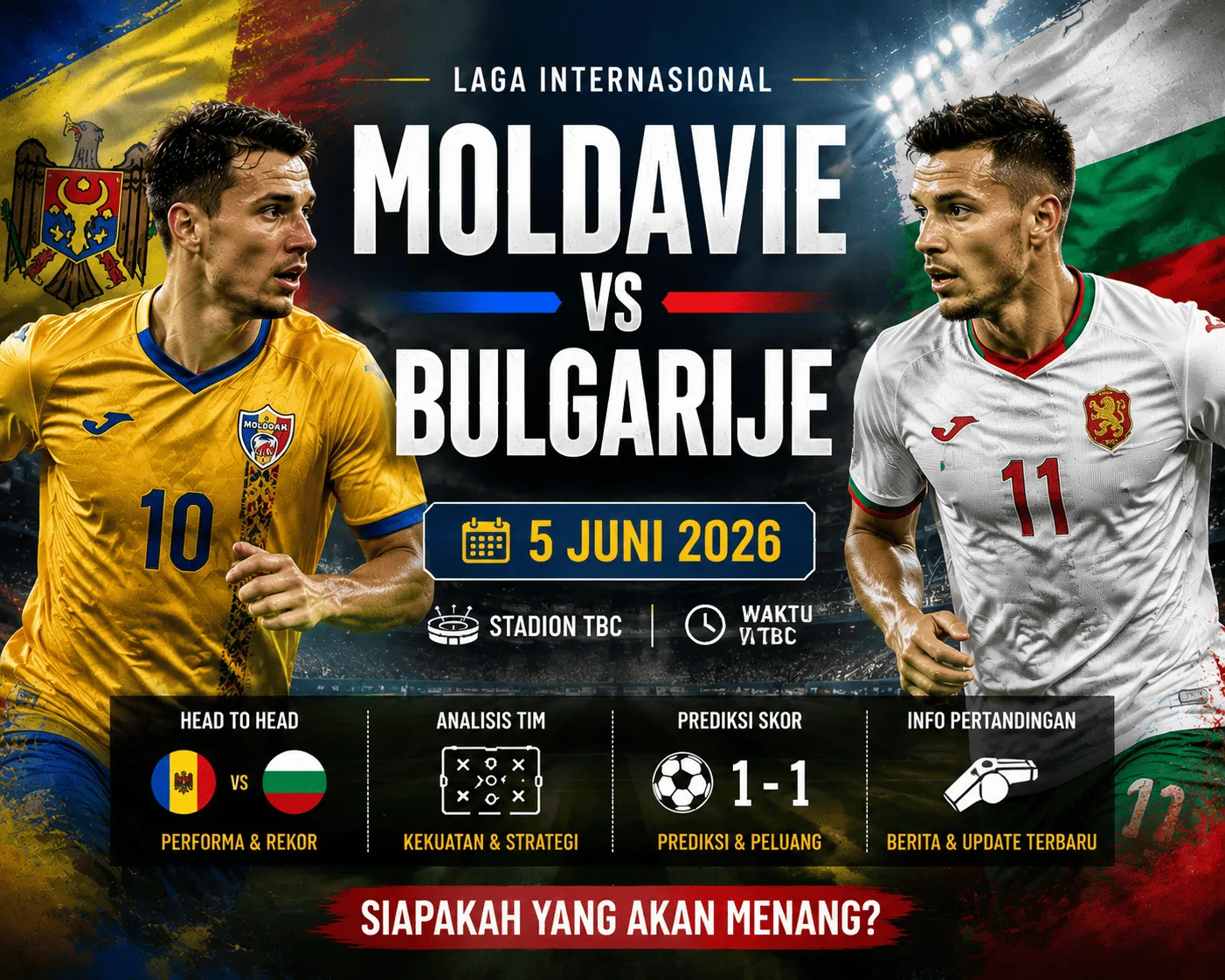 Moldavië vs Bulgarije: Laga Internasional 5 Juni 2026