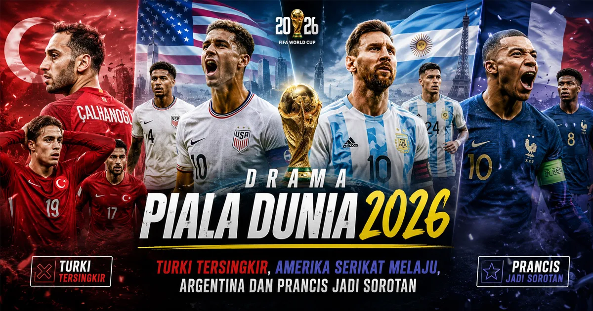 Drama Piala Dunia 2026: Turki Tersingkir, Amerika Serikat Melaju, Argentina dan Prancis Jadi Sorotan