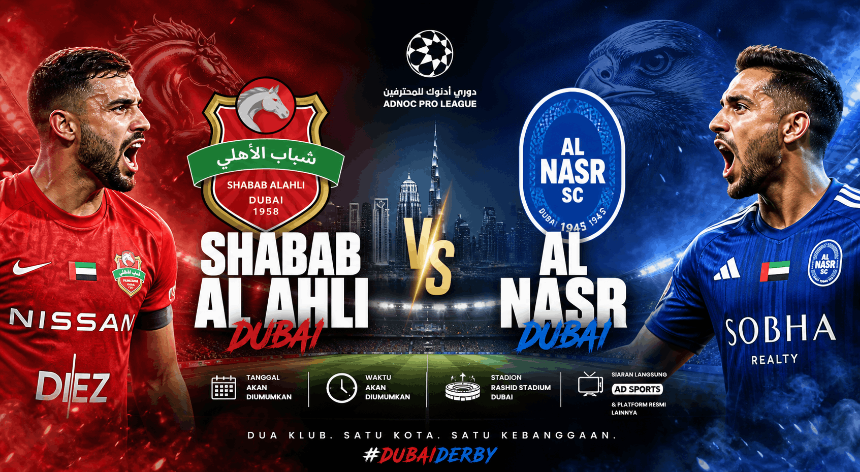 Shabab Al Ahli Dubai vs Al Nasr 6 Mei 2026: Duel Panas Penentu Dominasi Liga
