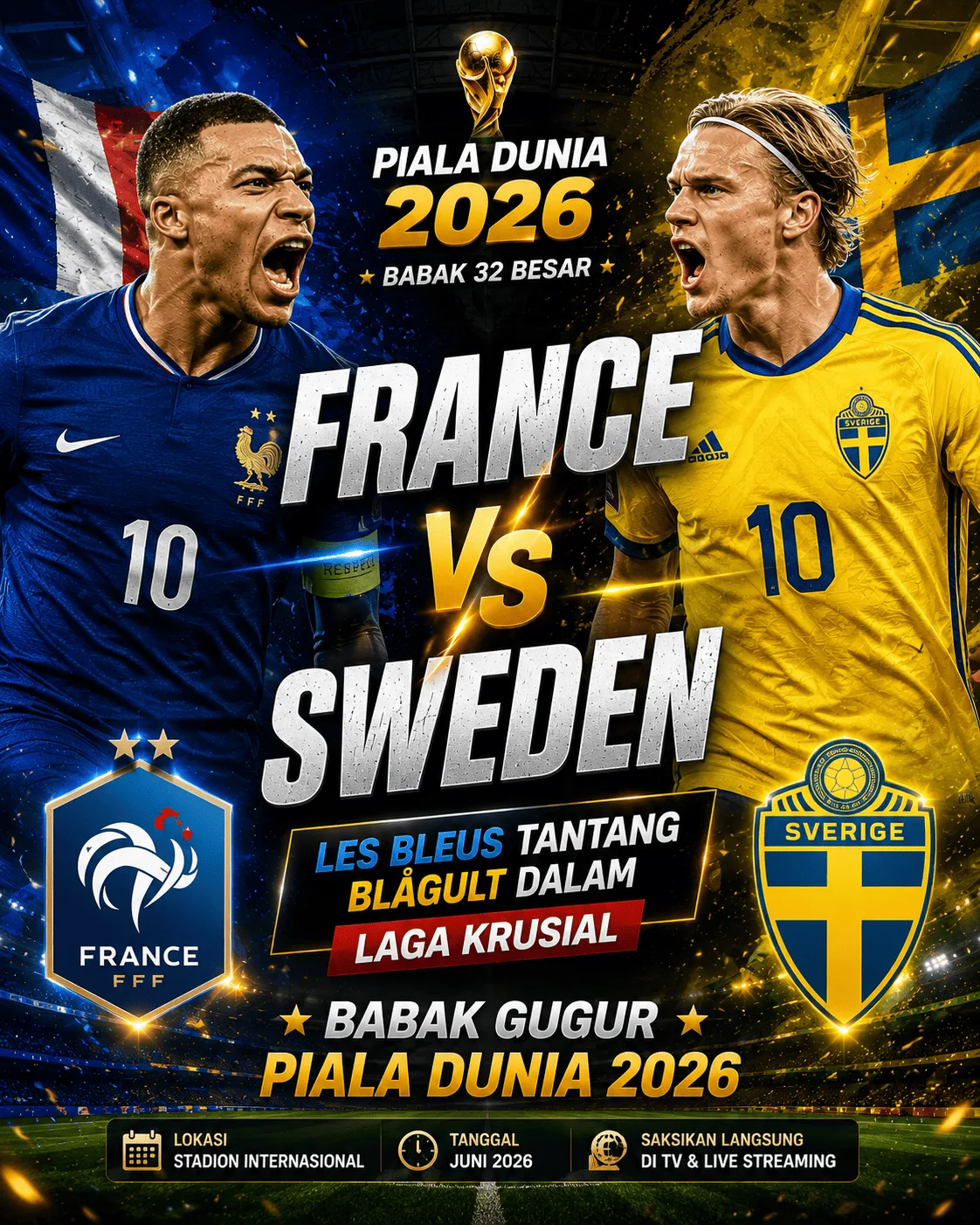 France vs Sweden: Les Bleus Tantang Blågult dalam Laga Krusial Babak Gugur Piala Dunia 2026