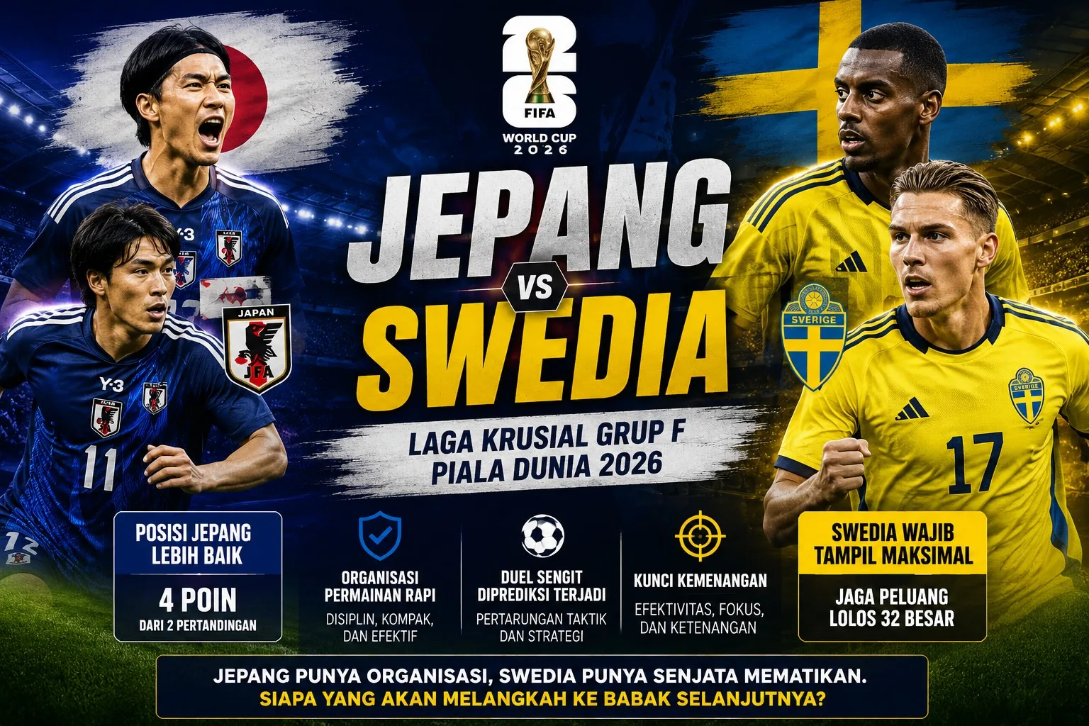 Prediksi Piala Dunia 2026: Jepang vs Swedia 26 Juni 2026