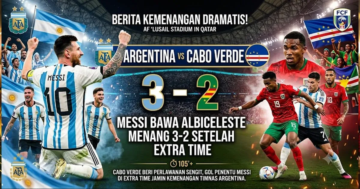 Argentina vs Cabo Verde 3-2: Messi Antar Albiceleste Lolos Dramatis ke Babak 16 Besar Piala Dunia 2026