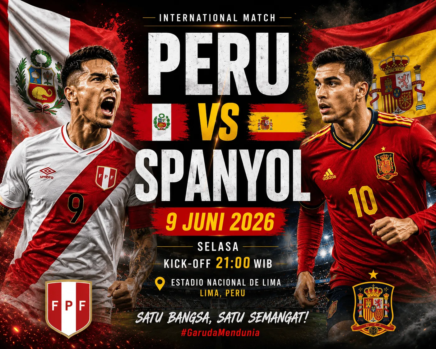 Peru vs Spanyol: Jadwal 9 Juni 2026, Prediksi Skor, Susunan Pemain dan Fakta Menarik Pertandingan