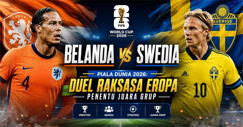 Belanda vs Swedia Piala Dunia 2026: Duel Raksasa Eropa Penentu Juara Grup
