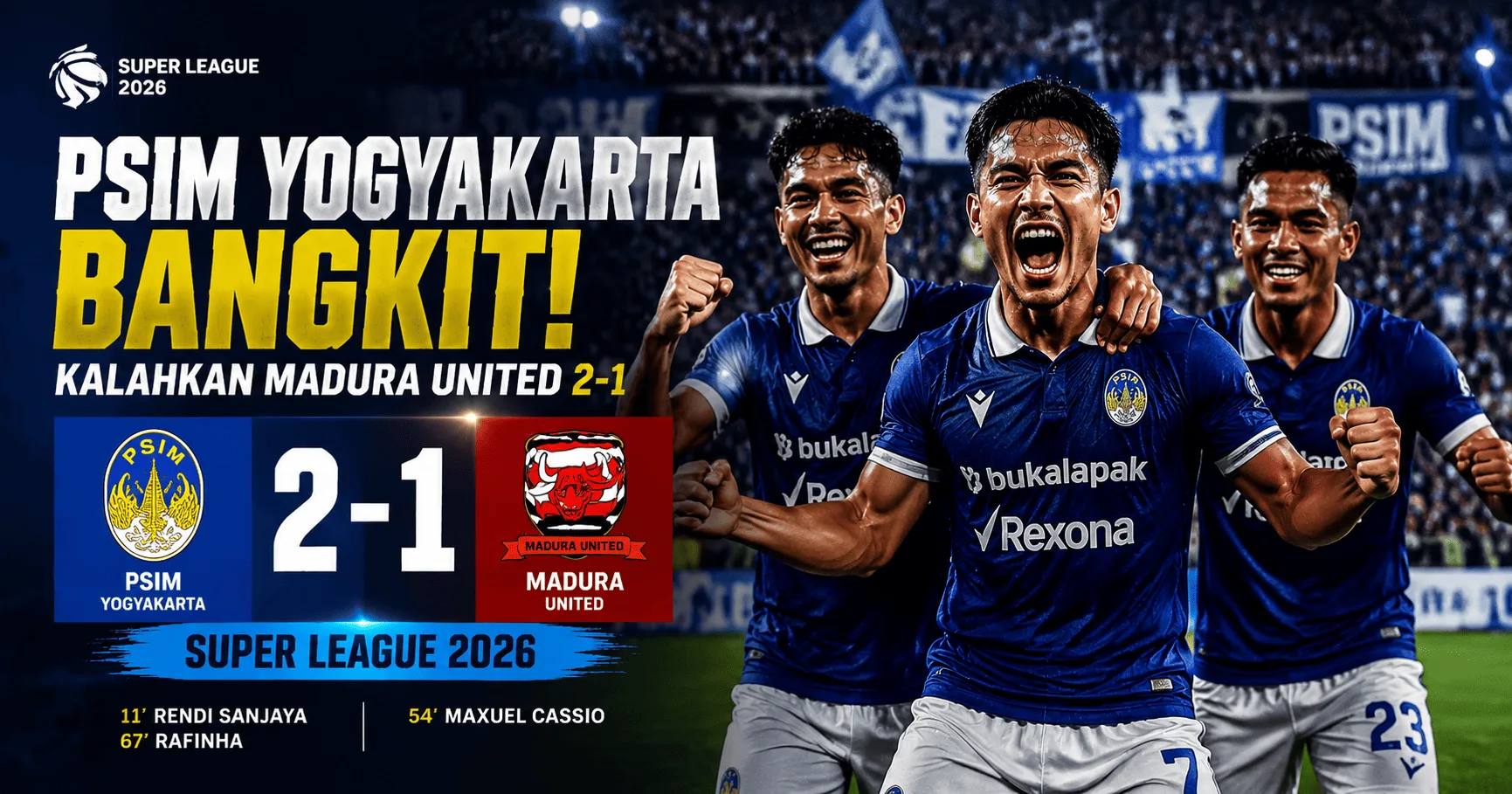 PSIM Yogyakarta Bangkit, Kalahkan Madura United 2-1 di Super League 2026