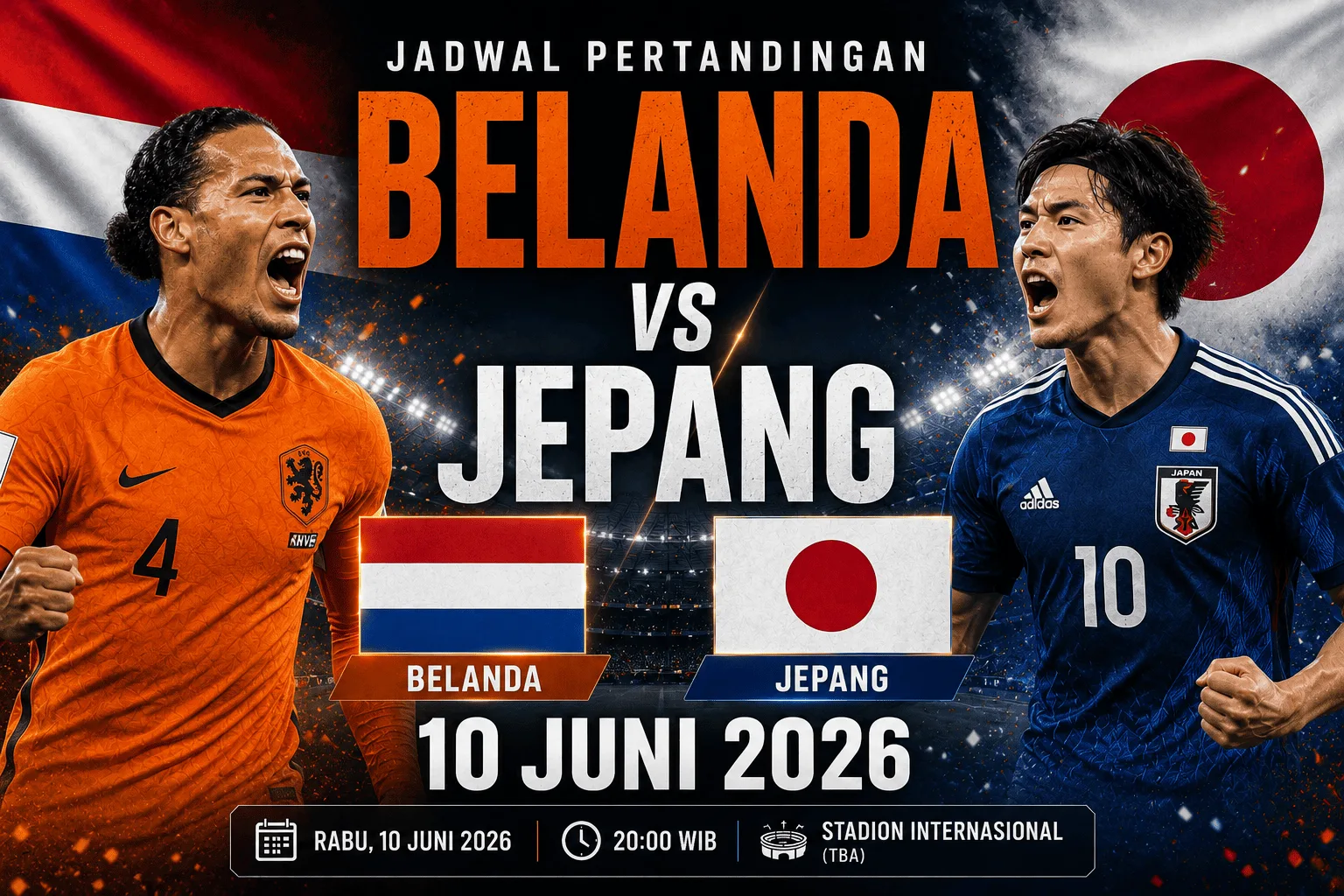 Belanda vs Jepang: Jadwal 10 Juni 2026, Prediksi Susunan Pemain dan Peluang Kemenangan Kedua Tim