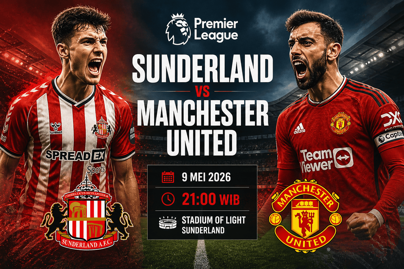 Sunderland vs Manchester United 9 Mei 2026: Jadwal, Prediksi, Susunan Pemain & Preview Liga Inggris