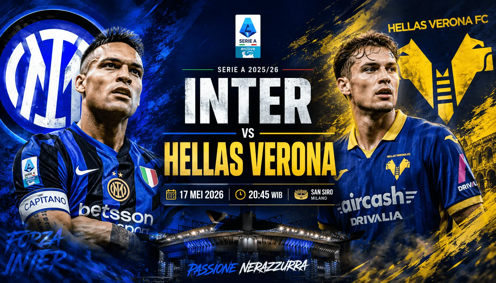 Inter vs Hellas Verona: Nerazzurri Incar Tiga Poin Penting di Serie A 17 Mei 2026