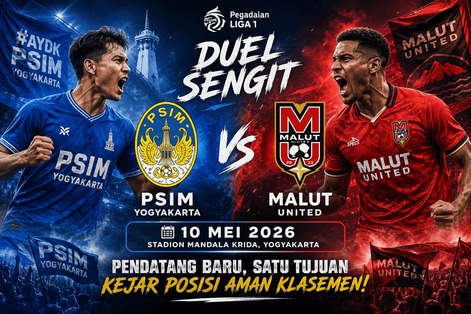 PSIM Yogyakarta vs Malut United 10 Mei 2026: Duel Sengit Pendatang Baru Kejar Posisi Aman Klasemen