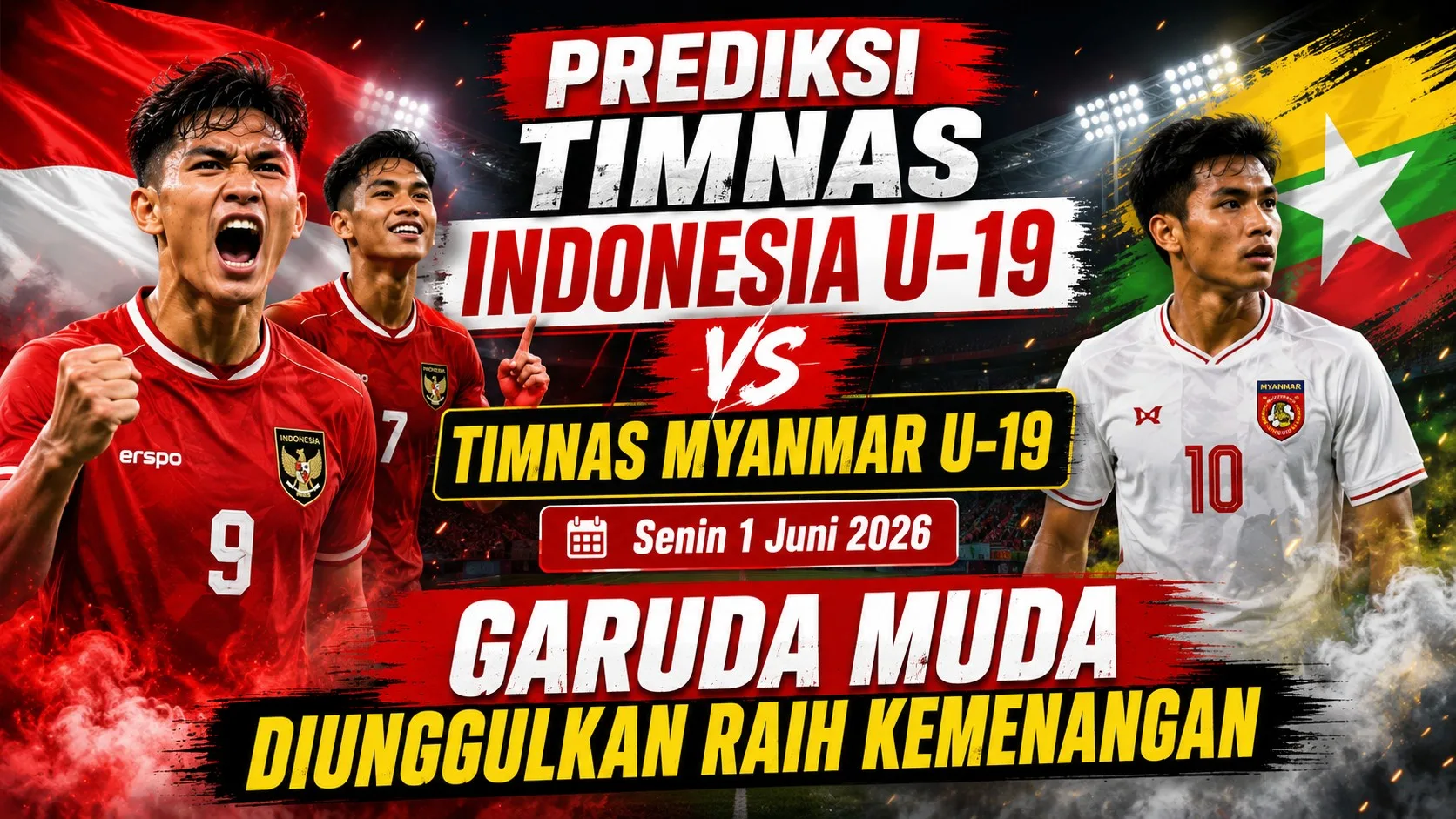 Prediksi Timnas Indonesia U-19 vs Timnas Myanmar U-19, Senin 1 Juni 2026: Garuda Muda Diunggulkan Raih Kemenangan