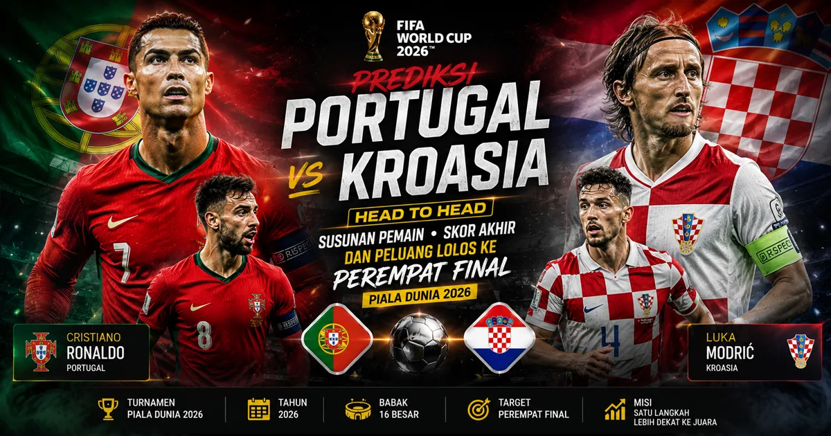 Prediksi Portugal vs Kroasia: Head to Head, Susunan Pemain, Skor Akhir, dan Peluang Lolos ke Perempat Final Piala Dunia 2026