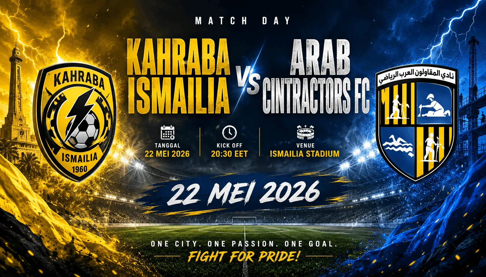 Preview Kahraba Ismailia vs Arab Contractors FC 22 Mei 2026: Duel Sengit Premier League Mesir