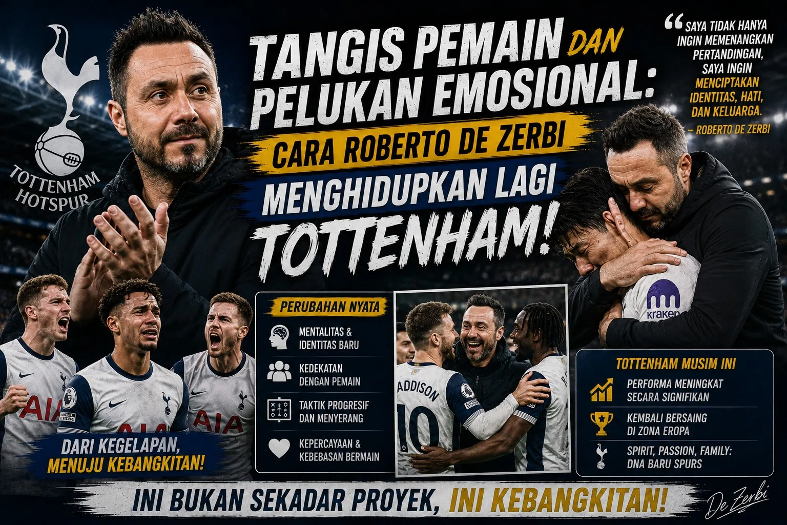 Tangis Pemain dan Pelukan Emosional: Cara Roberto De Zerbi Menghidupkan Lagi Tottenham