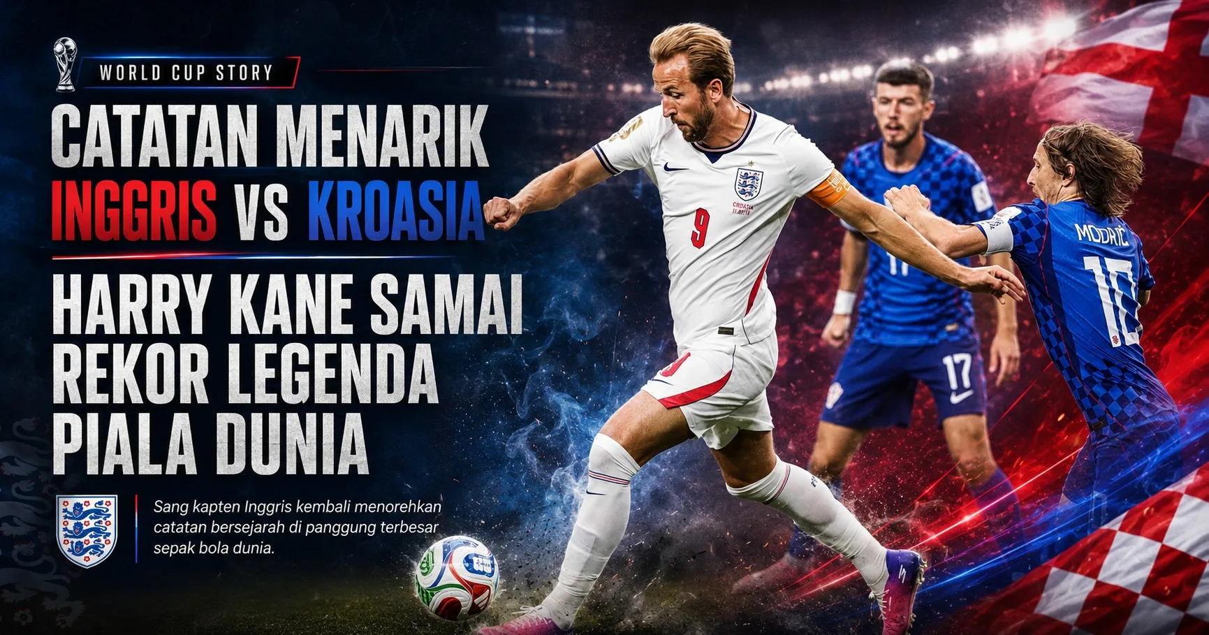 Catatan Menarik Inggris vs Kroasia: Harry Kane Samai Rekor Legenda Piala Dunia